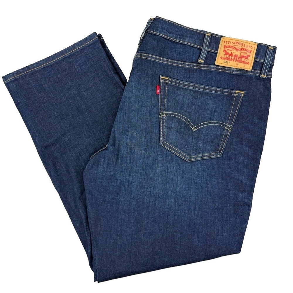 Levi's 541 Jeans Mens 46x32 Dark Wash Athletic Taper Stretch Denim Blue Casual